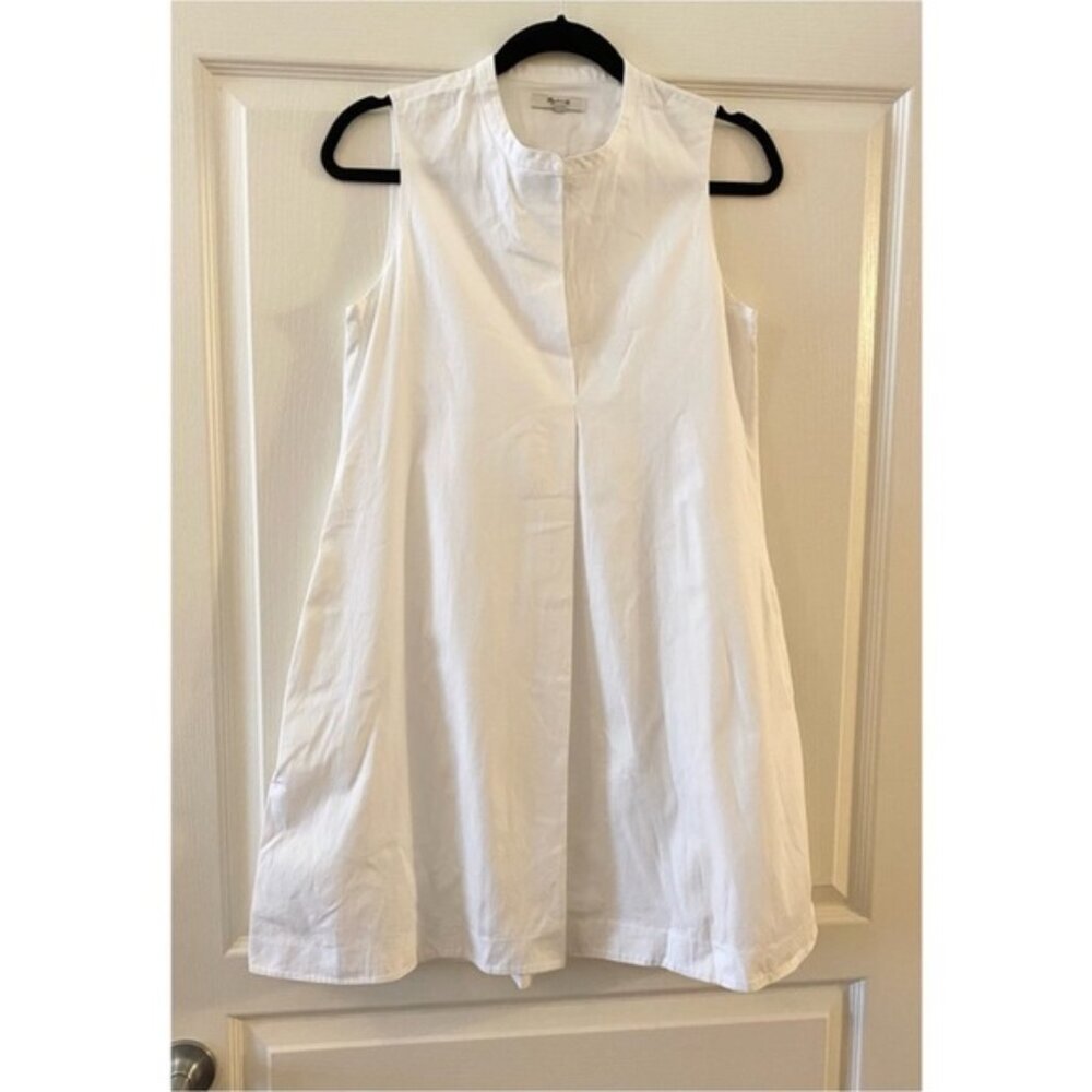MADEWELL Sleeveless Mandarin Collar White Trapeze Dress - XS